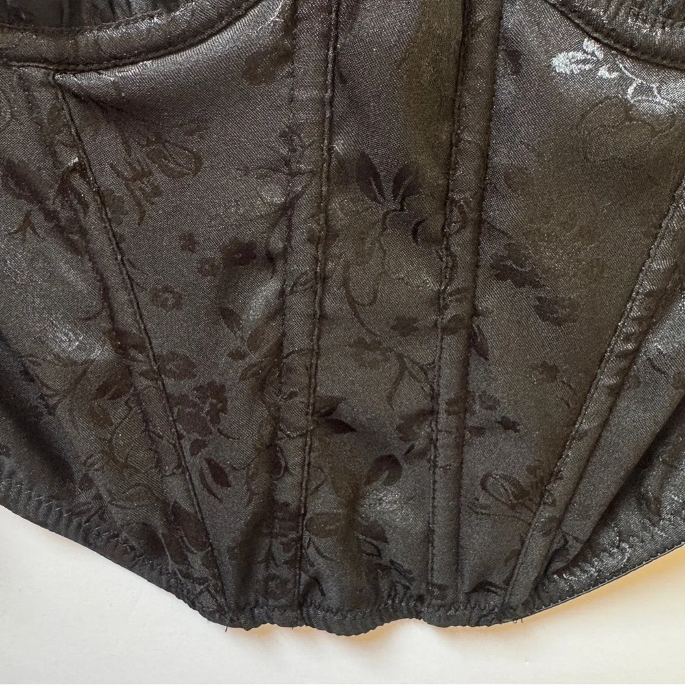 Urban Outfitters Out From Under Devon Satin Corset Black Bra Top Sz L - Picture 13 of 14